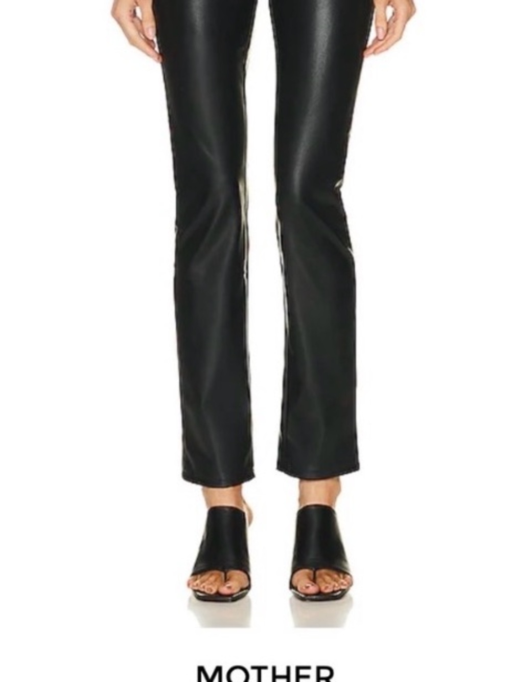 MOTHER Black Faux-Leather Bootcut Pants The Dazzler Skimp